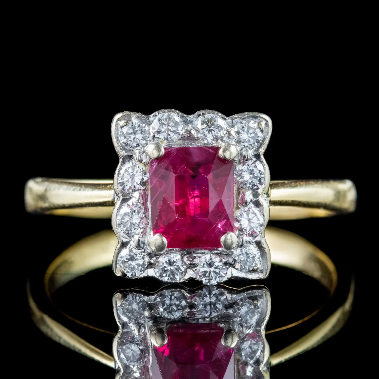 Antique Edwardian Ruby Diamond Cluster Ring 1.12ct Ruby Dated 1903 With Cert