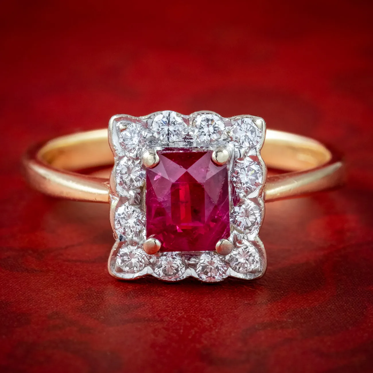 Antique Edwardian Ruby Diamond Cluster Ring 1.12ct Ruby Dated 1903 With Cert