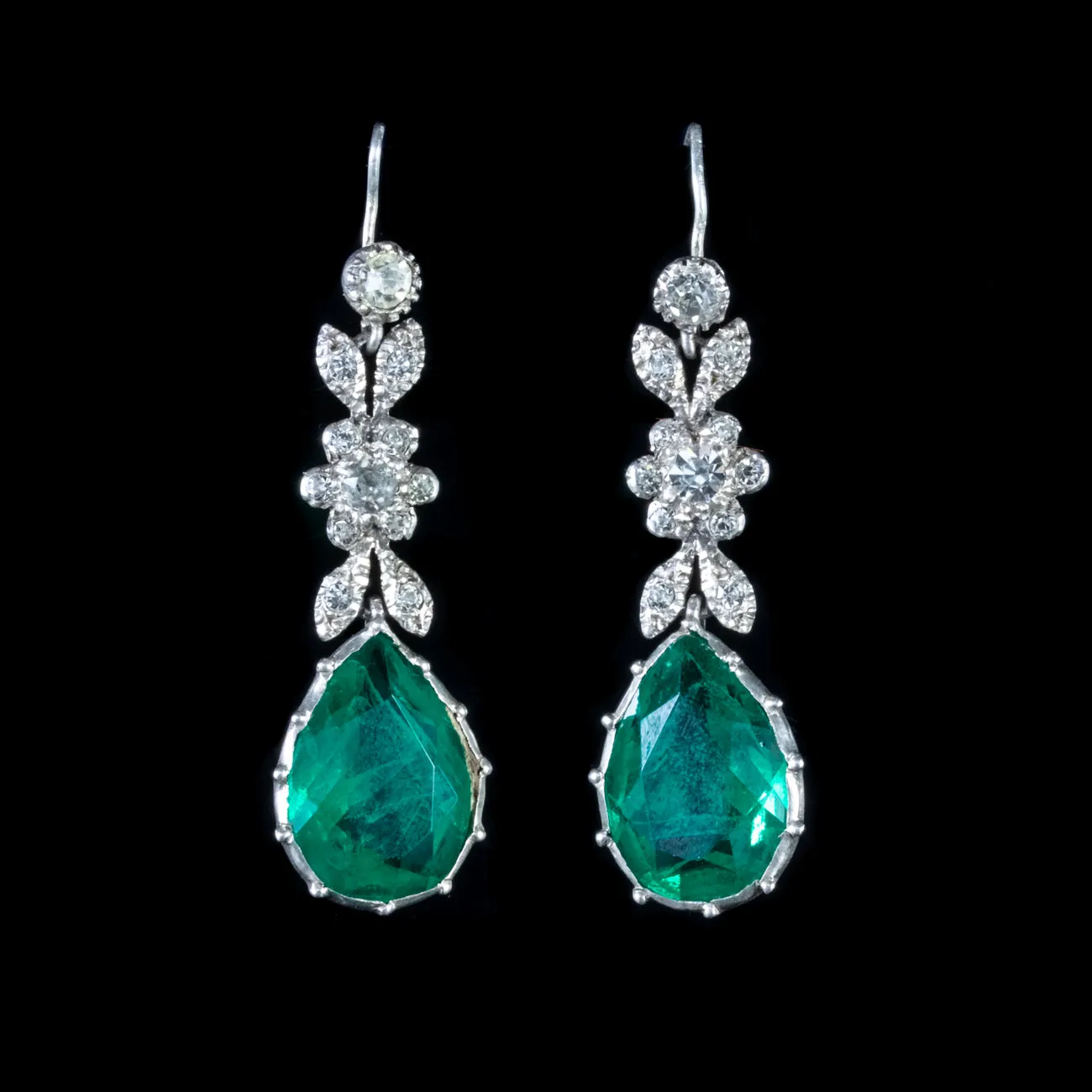 Antique Victorian Paste Earrings Silver Circa 1900