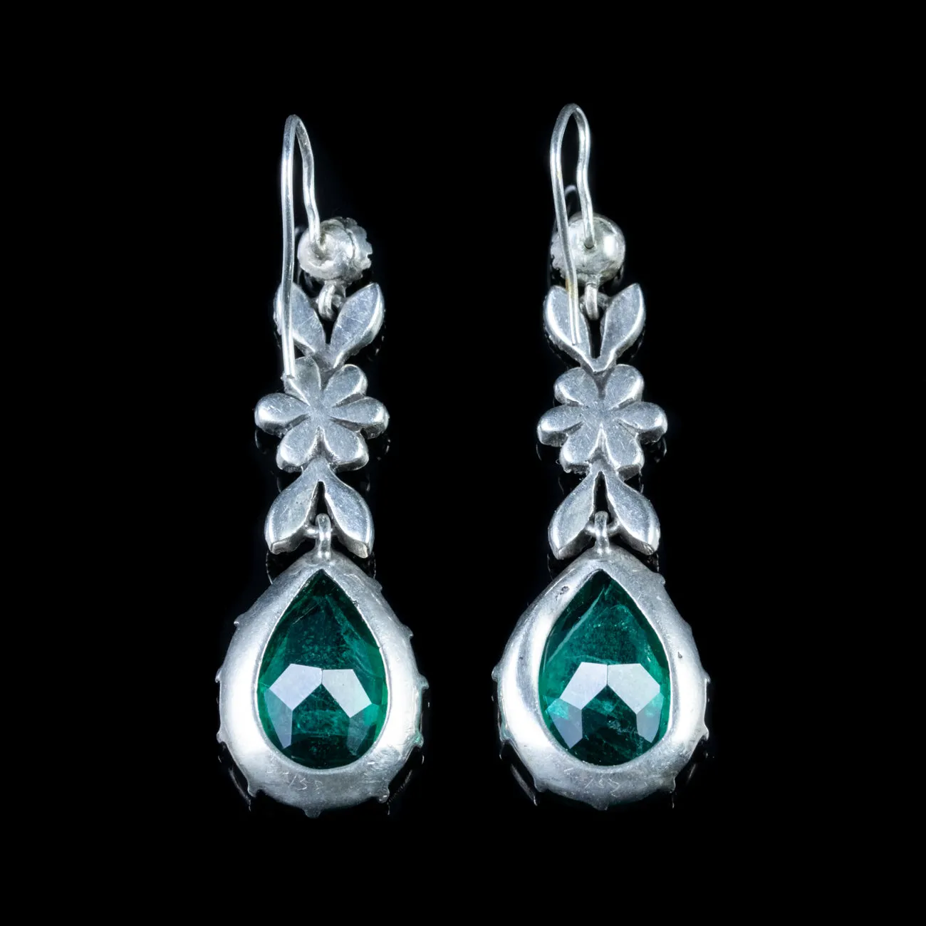 Antique Victorian Paste Earrings Silver Circa 1900