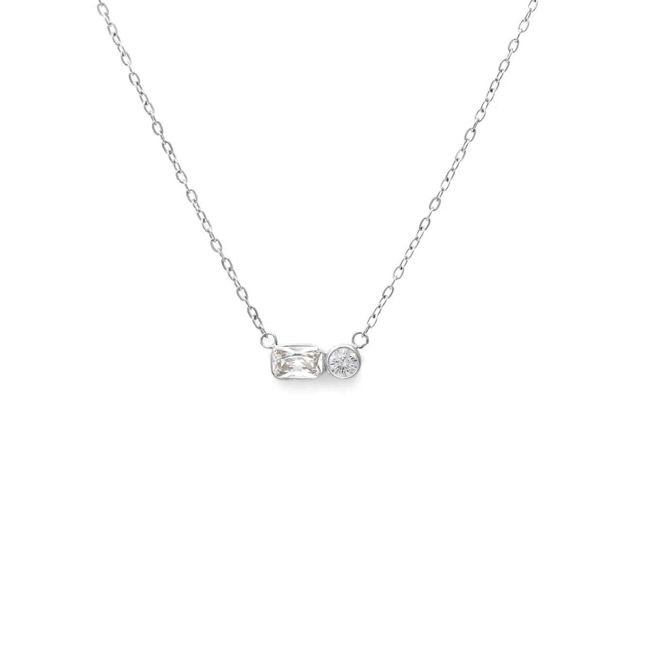 April Diamond Birthstone Necklace - Silver
