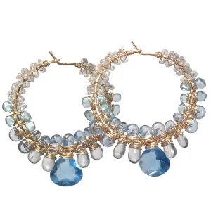 Aquamarine Apatite and London Blue Quartz Earrings CLP129 by Calico Juno Designs, Bonnie Riconda