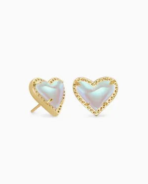 Ari Heart Gold Dichroic Glass Kendra Scott Stud Earrings