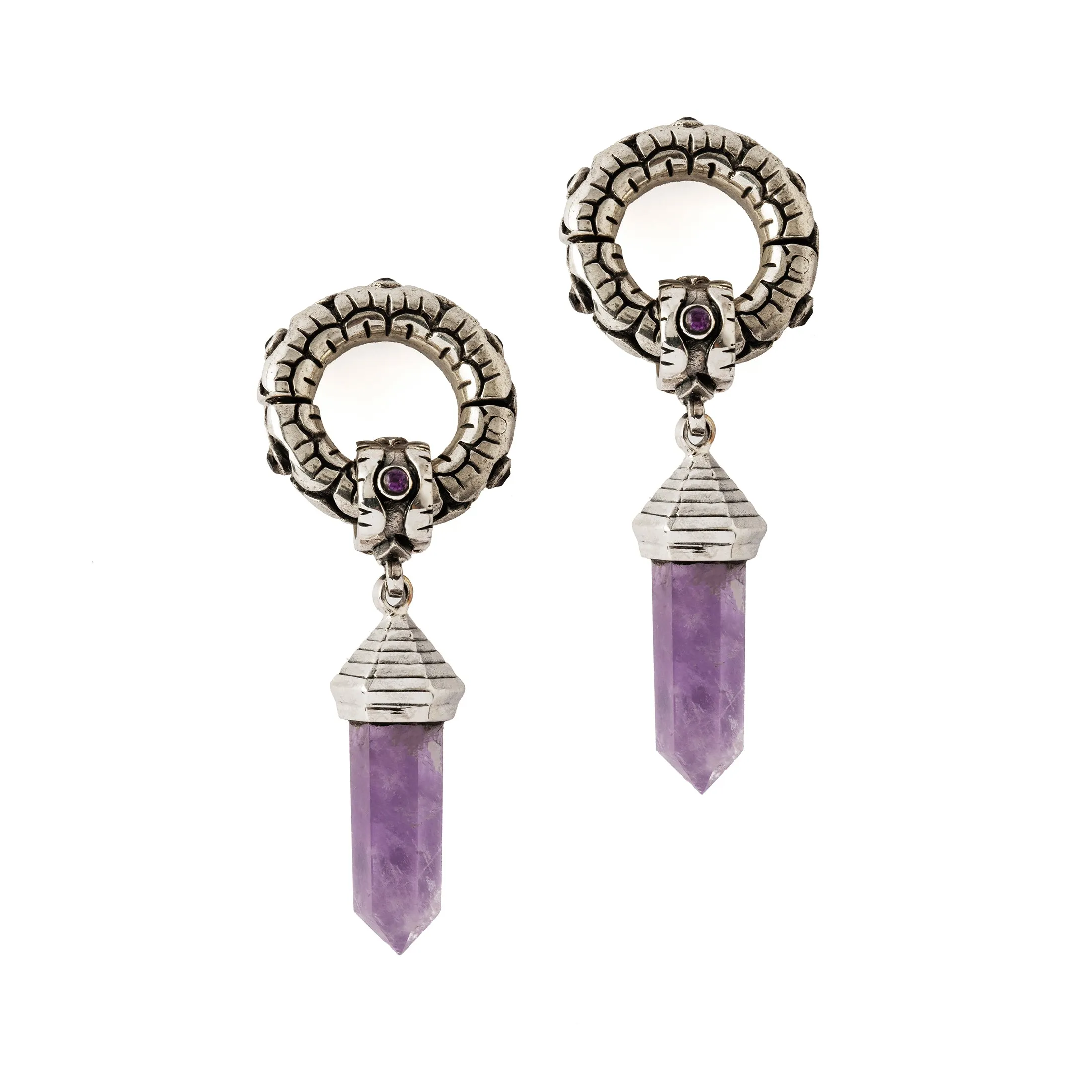 Ashara Silver Hangers - Amethyst