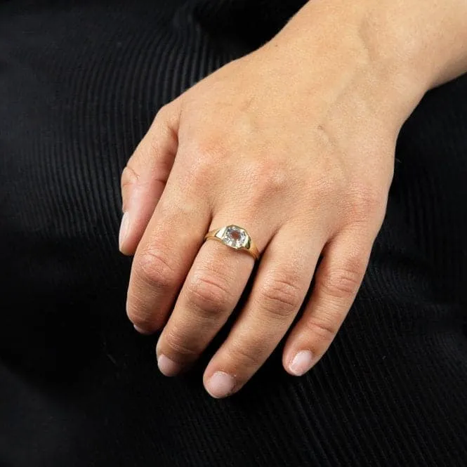 Asscher Cut White Topaz Yellow Gold Ring GR590C