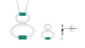 Baguette Cut Emerald Classic Jewelry Set with Moissanite