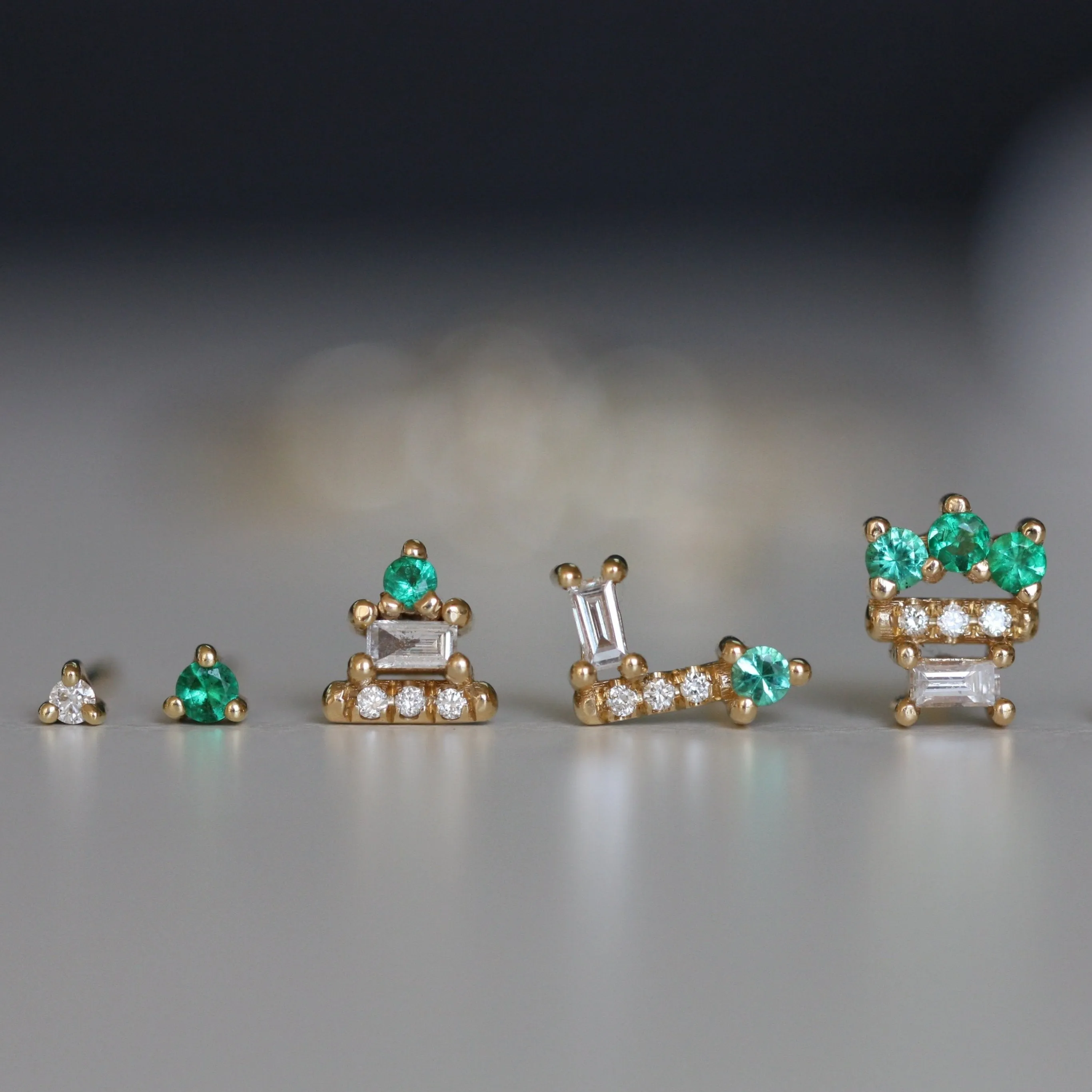 Baguette Emerald Lace Stud (Single) (ready to ship option)*