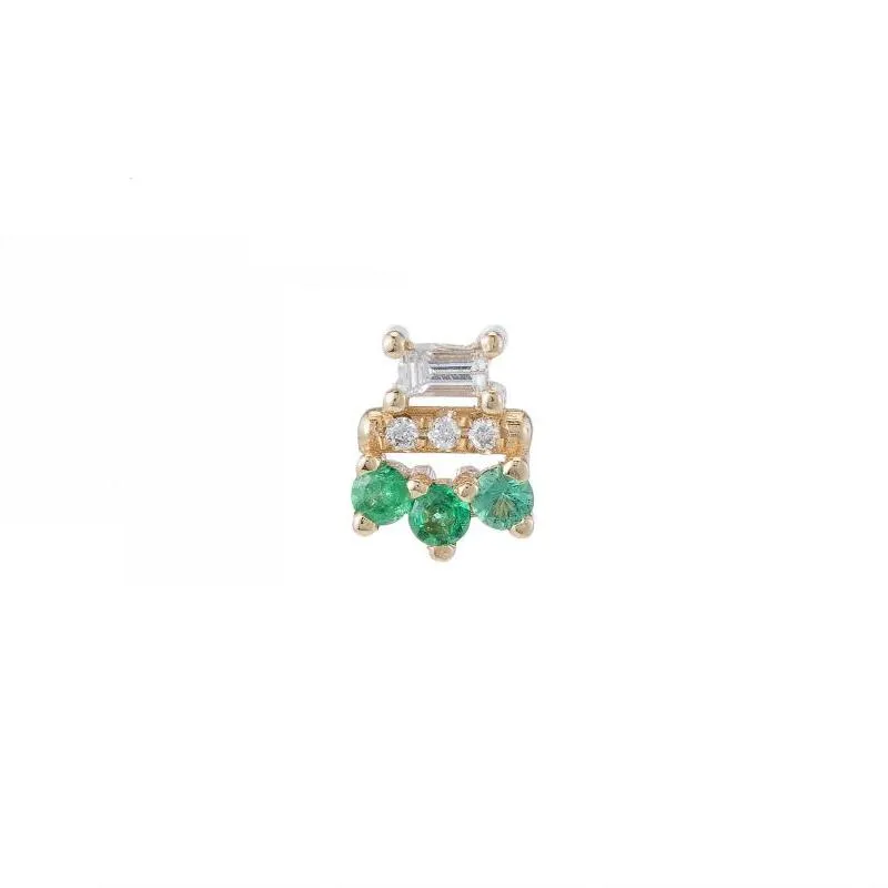 Baguette Emerald Lace Stud (Single) (ready to ship option)*