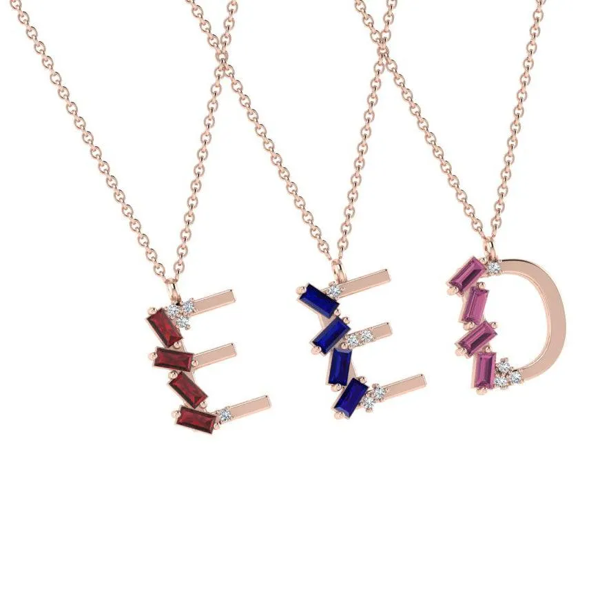 Baguette Initial  Necklace