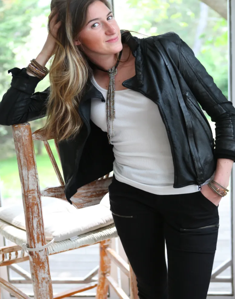 Beaded Tassel Leather Necklace
