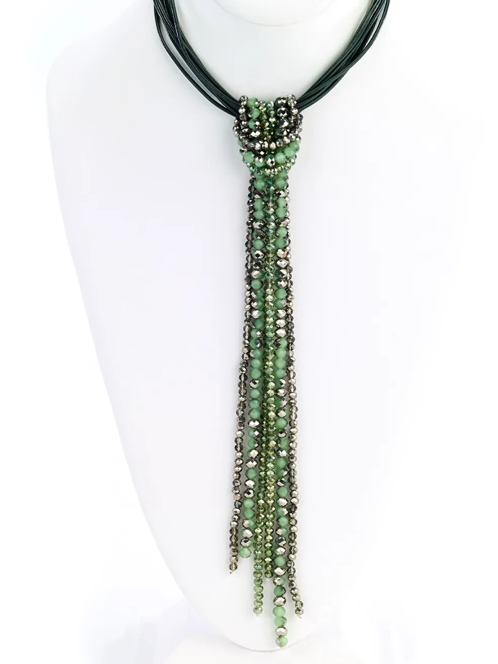 Beaded Tassel Leather Necklace