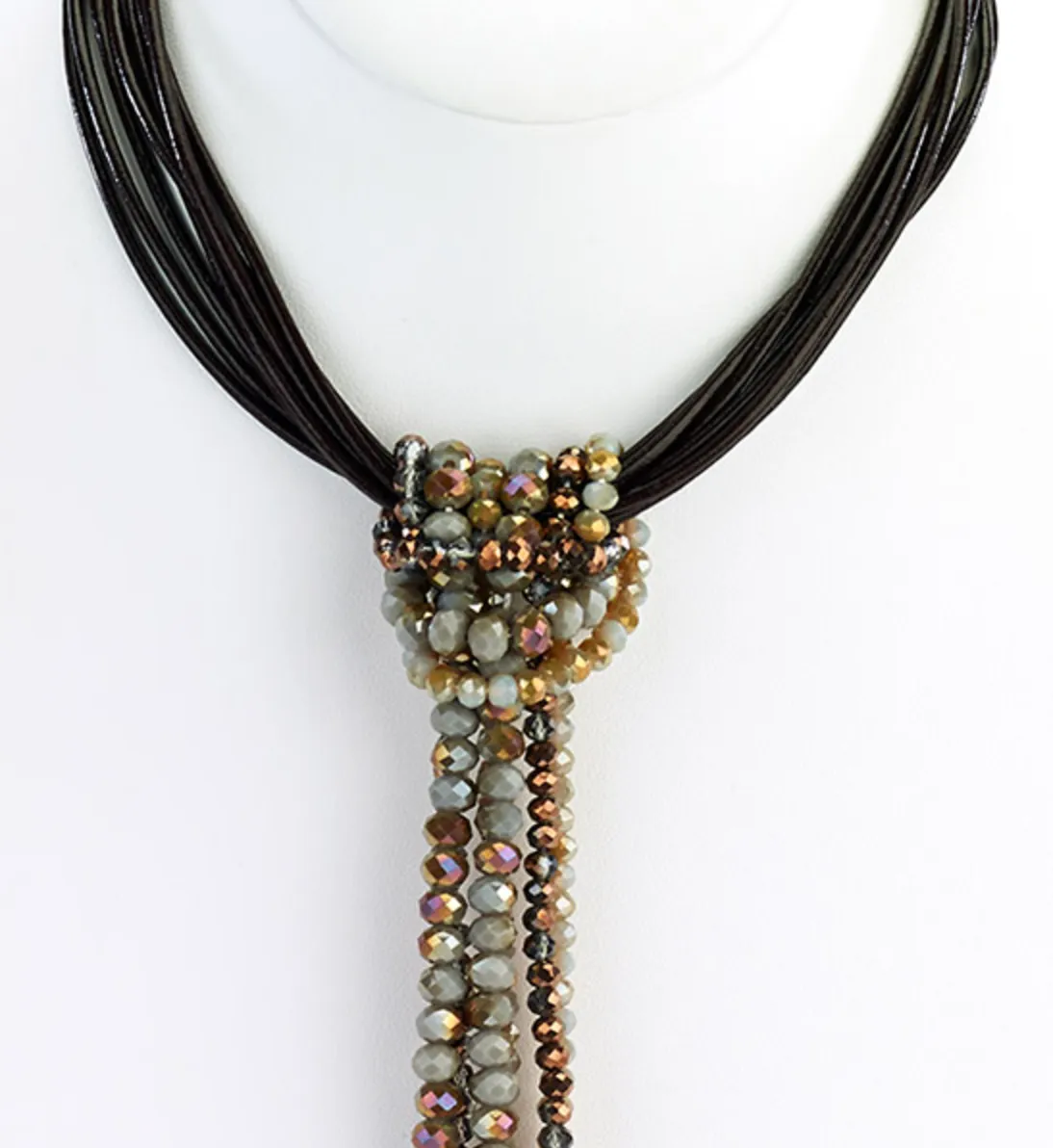 Beaded Tassel Leather Necklace