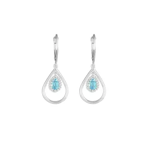 Blue Topaz Fashion Dangle Earrings in 10K White Gold