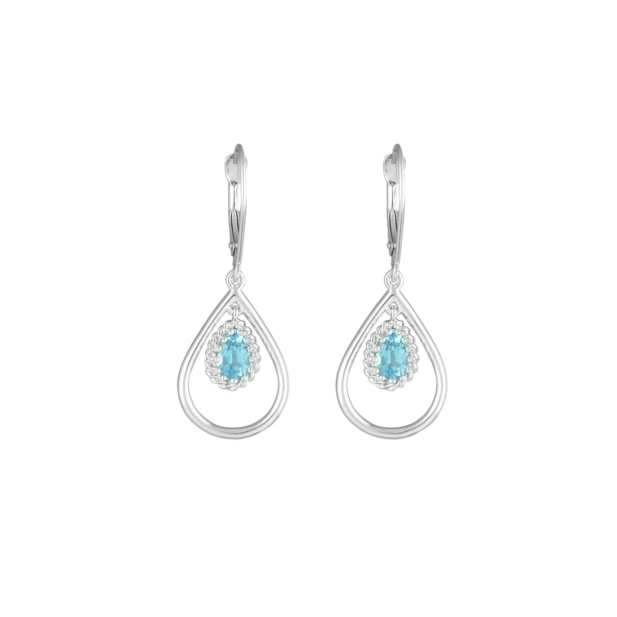 Blue Topaz Fashion Dangle Earrings in 10K White Gold