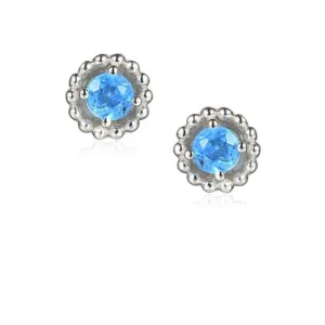 Blue Topaz Silver Birthstone Earrings - Dec