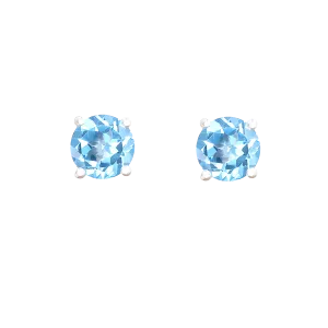 Blue Topaz Stud Earrings in 18k White Gold