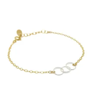 Bracelet - Mixed Trio Sterling Circles on Gold-fill Chain by Foamy Wader
