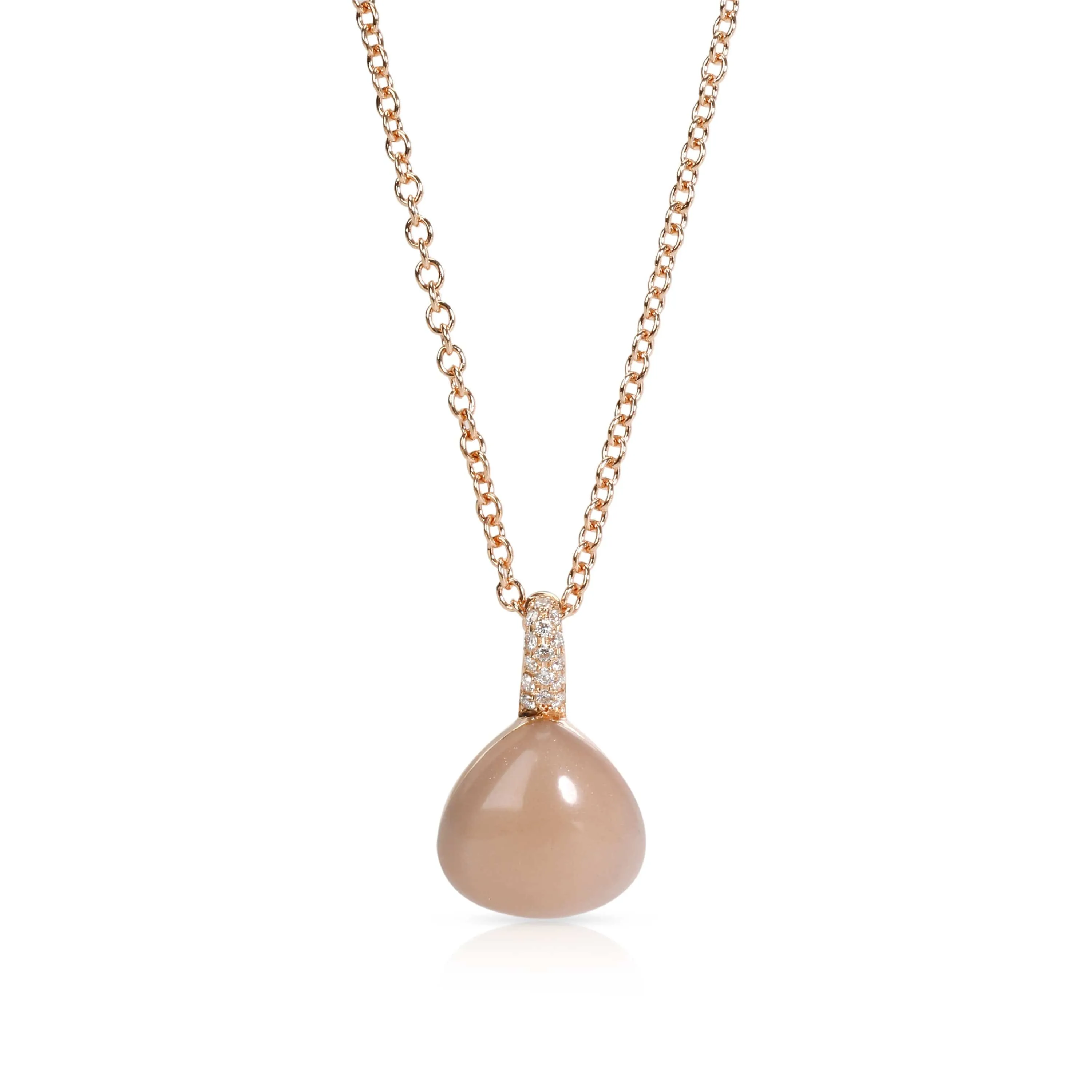 Bucherer Moonstone & Diamond Necklace in 18KT Rose Gold 0.05 CTW