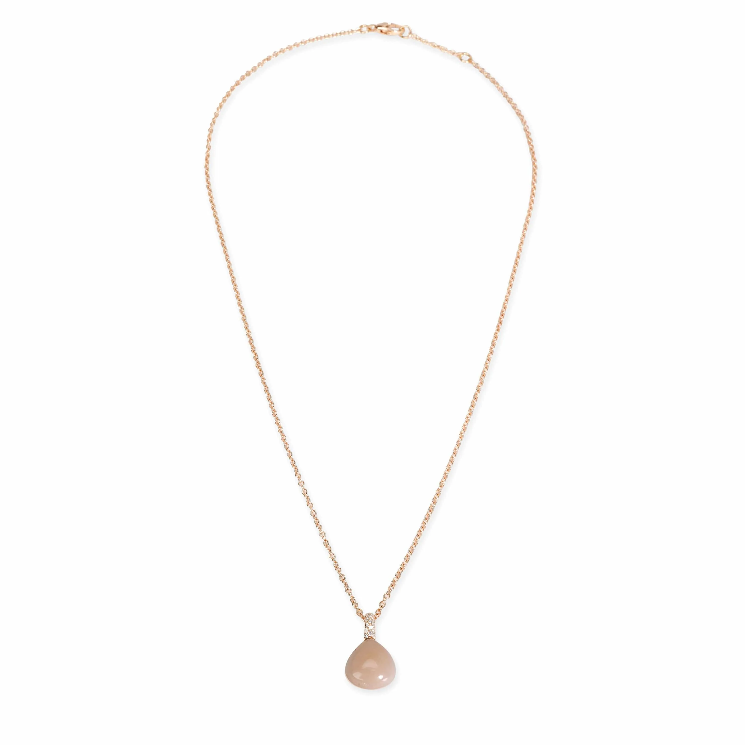 Bucherer Moonstone & Diamond Necklace in 18KT Rose Gold 0.05 CTW
