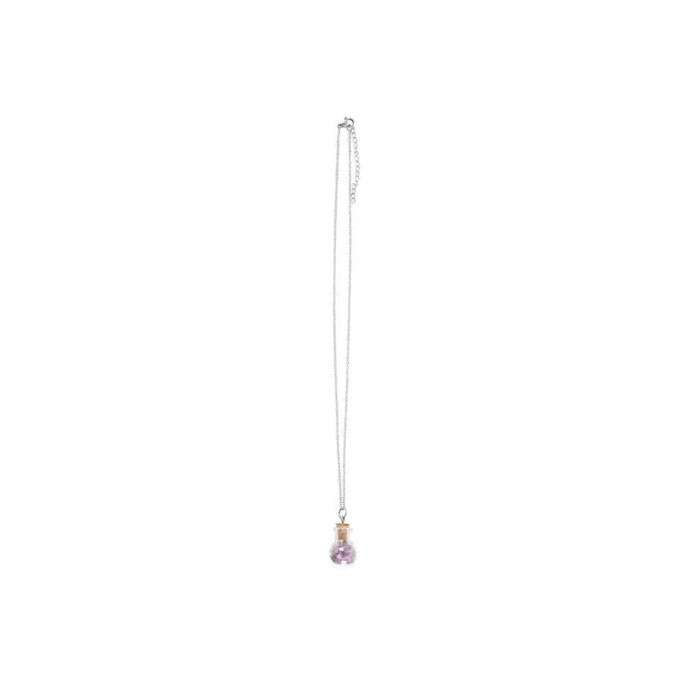 Calming Amethyst Crystal Chip Potion Bottle Necklace