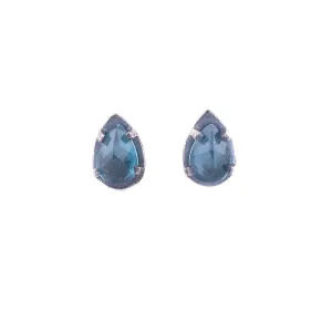 Carved 5x7mm Teardrop Blue Topaz Earrings by Heather Guidero
