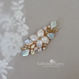 Cecile floral hair clip - Floral, rhinestone and crystal & pearl- assorted colors available