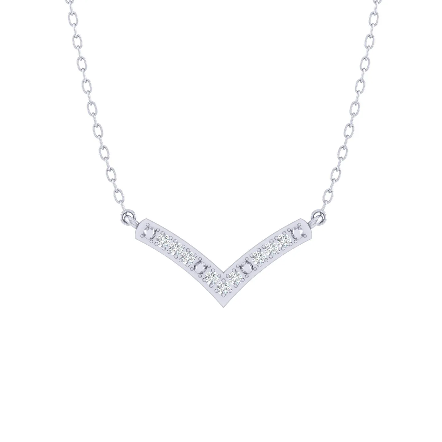 Chevron 1/20 Cttw Natural Diamond Pendant Necklace set in 925 Sterling Silver