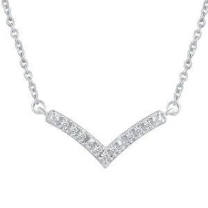 Chevron 1/20 Cttw Natural Diamond Pendant Necklace set in 925 Sterling Silver