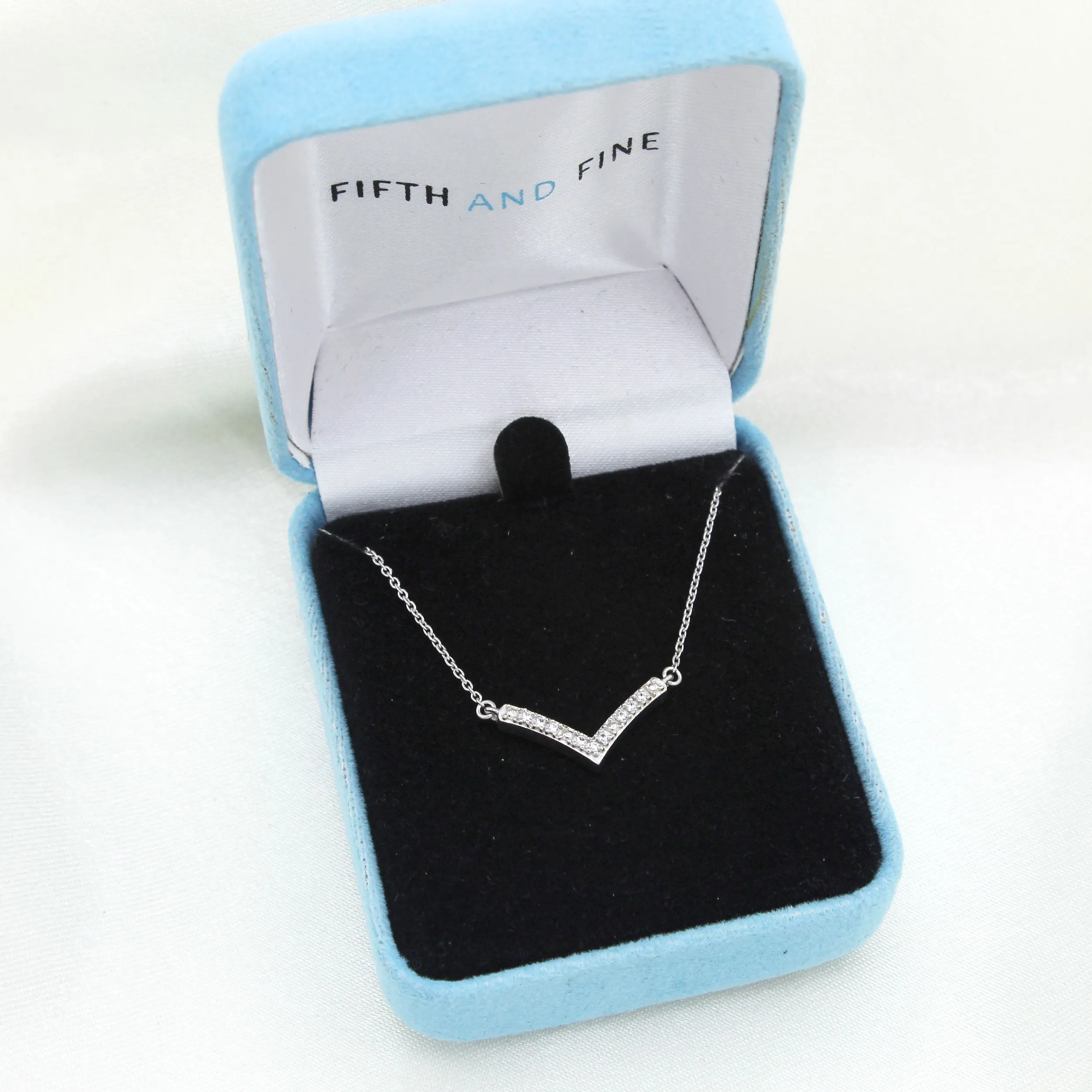 Chevron 1/20 Cttw Natural Diamond Pendant Necklace set in 925 Sterling Silver