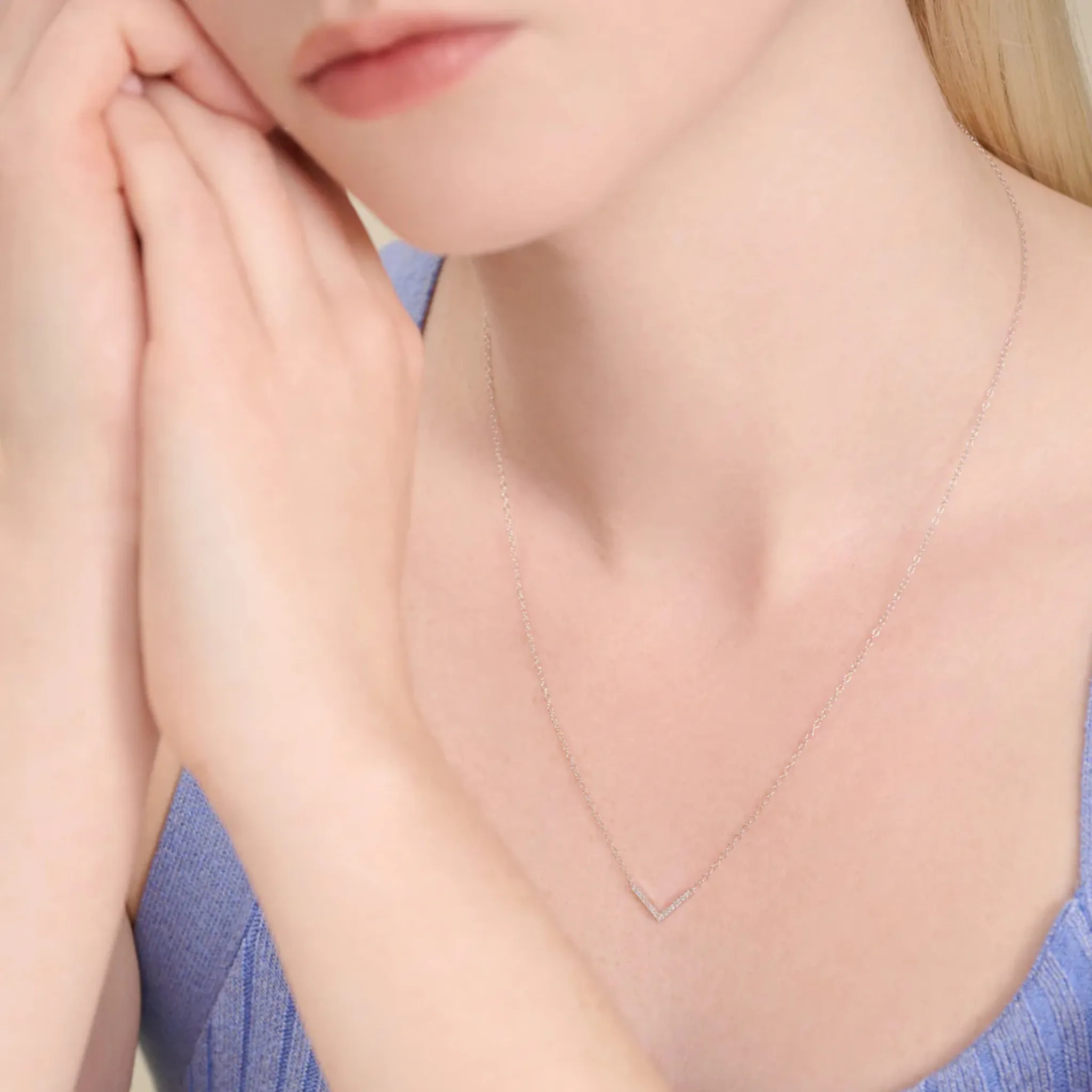 Chevron Statement Necklace in Rhodium Plated Sterling Silver