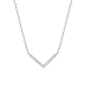 Chevron Statement Necklace in Rhodium Plated Sterling Silver