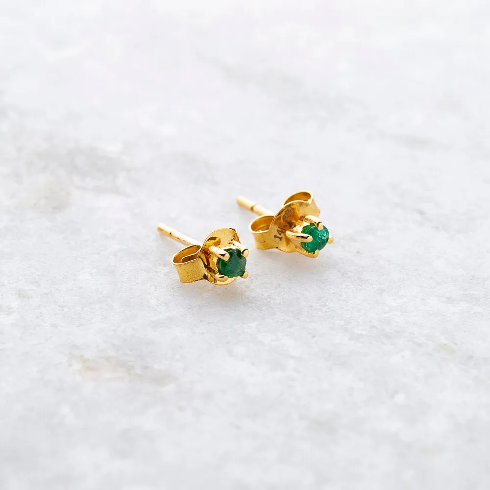 Chloe, Emerald Studs 14k Gold