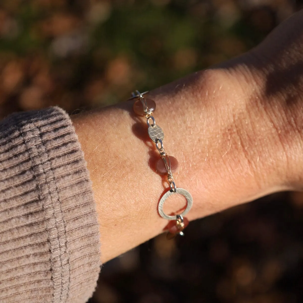 Chocolate Moonstone Link Bracelet