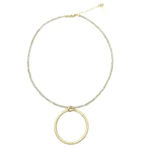 Circle of Love on Winter White Crystal Necklace