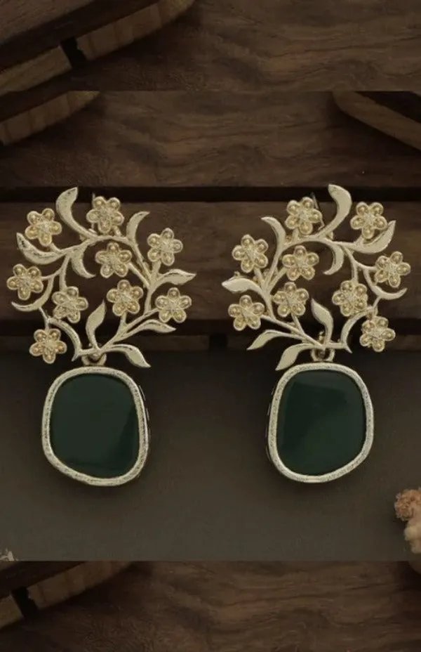 Cluster Flower Emerald Earrings