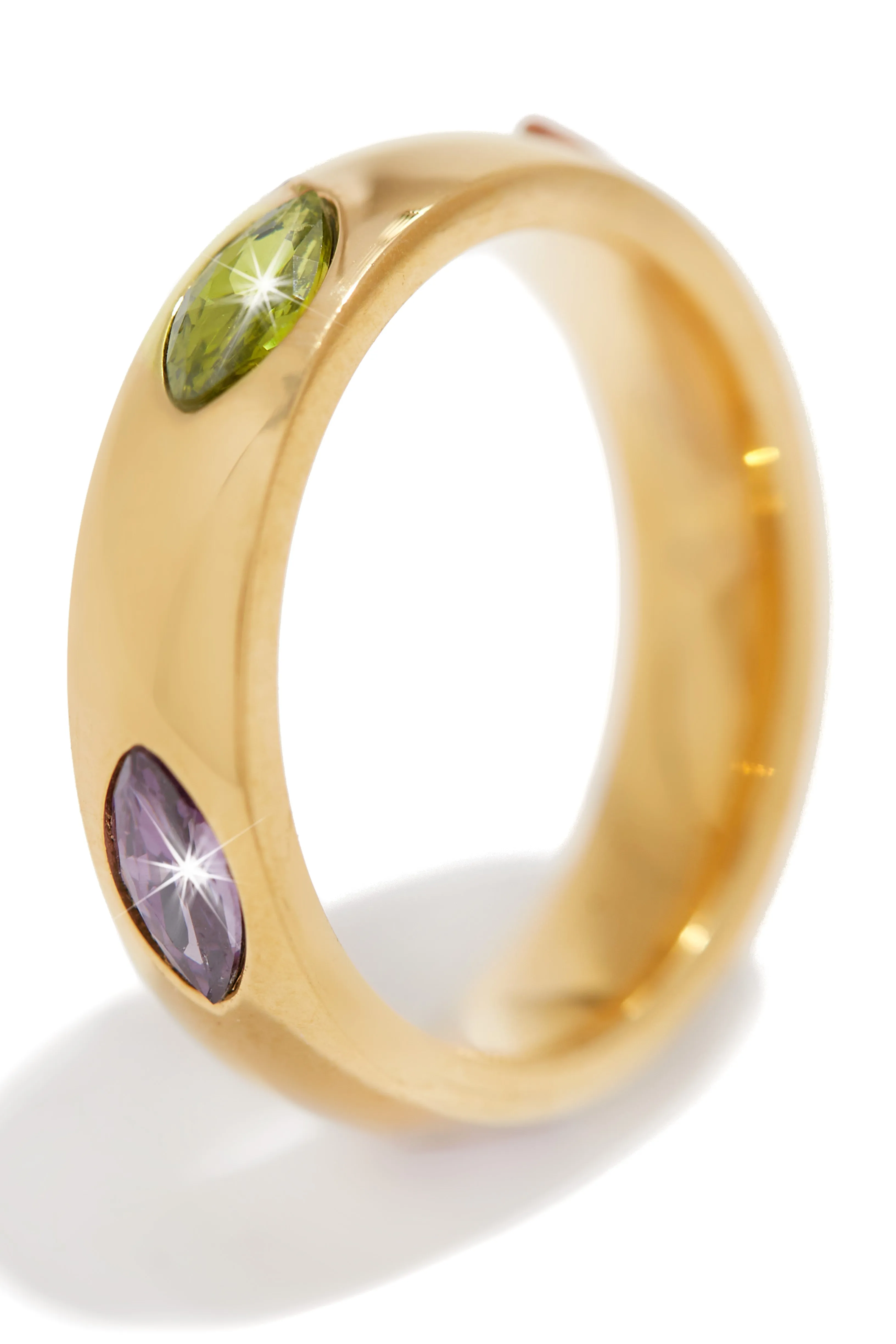 Cocktail Hours Gold Plated CZ Band Ring - Gold/ Multi