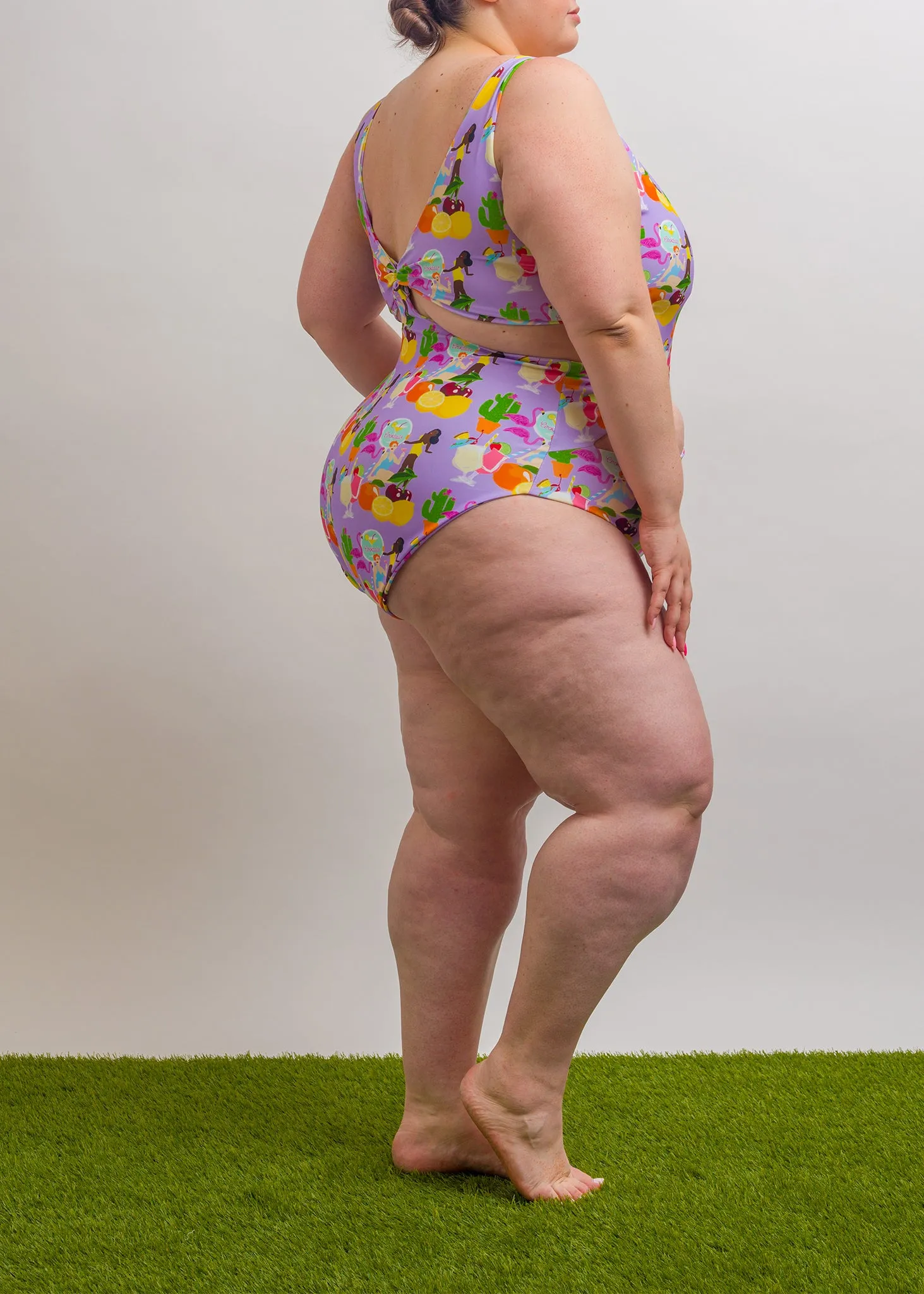 Cocktail Print Cut Out One Piece
