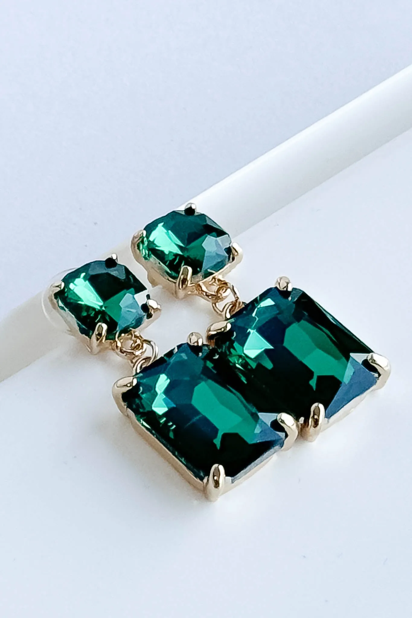 Crystal Emerald Drop Earrings