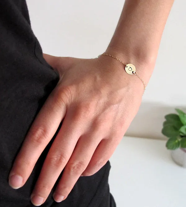 Custom Initial Disc Charm Bracelet
