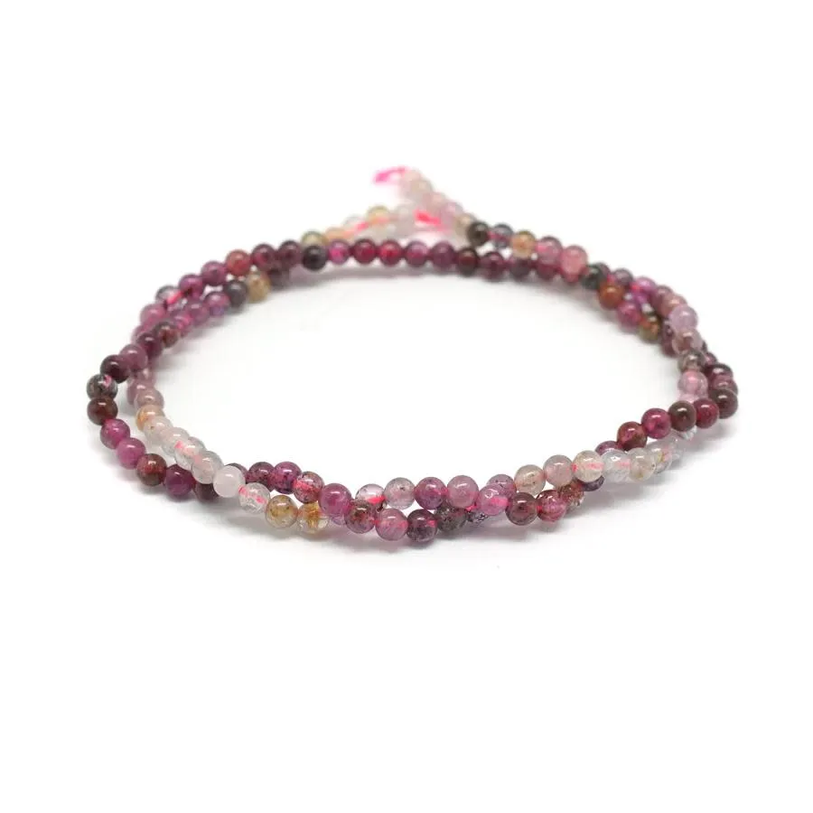 Dakota Stones Ruby Banded 3mm Round Bead Strand