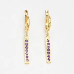 Dangling Amethyst Earrings - February Birthstone Earrings, Purple Drop Earrings