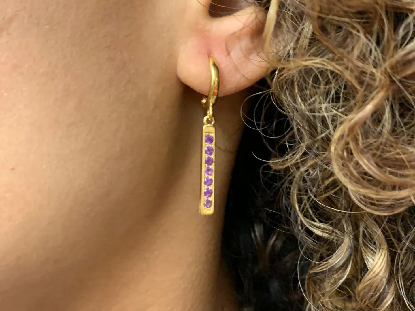 Dangling Amethyst Earrings - February Birthstone Earrings, Purple Drop Earrings