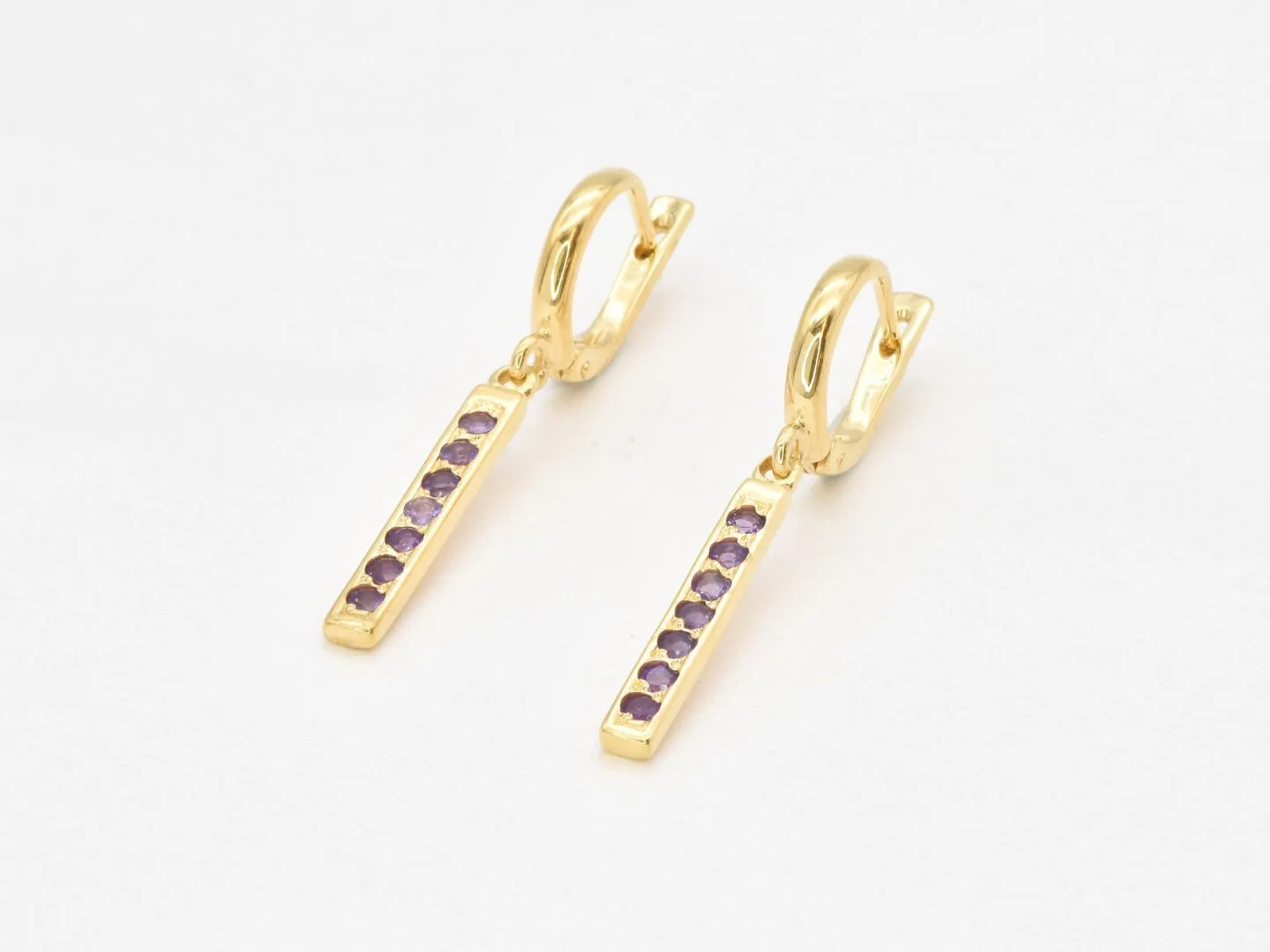 Dangling Amethyst Earrings - February Birthstone Earrings, Purple Drop Earrings