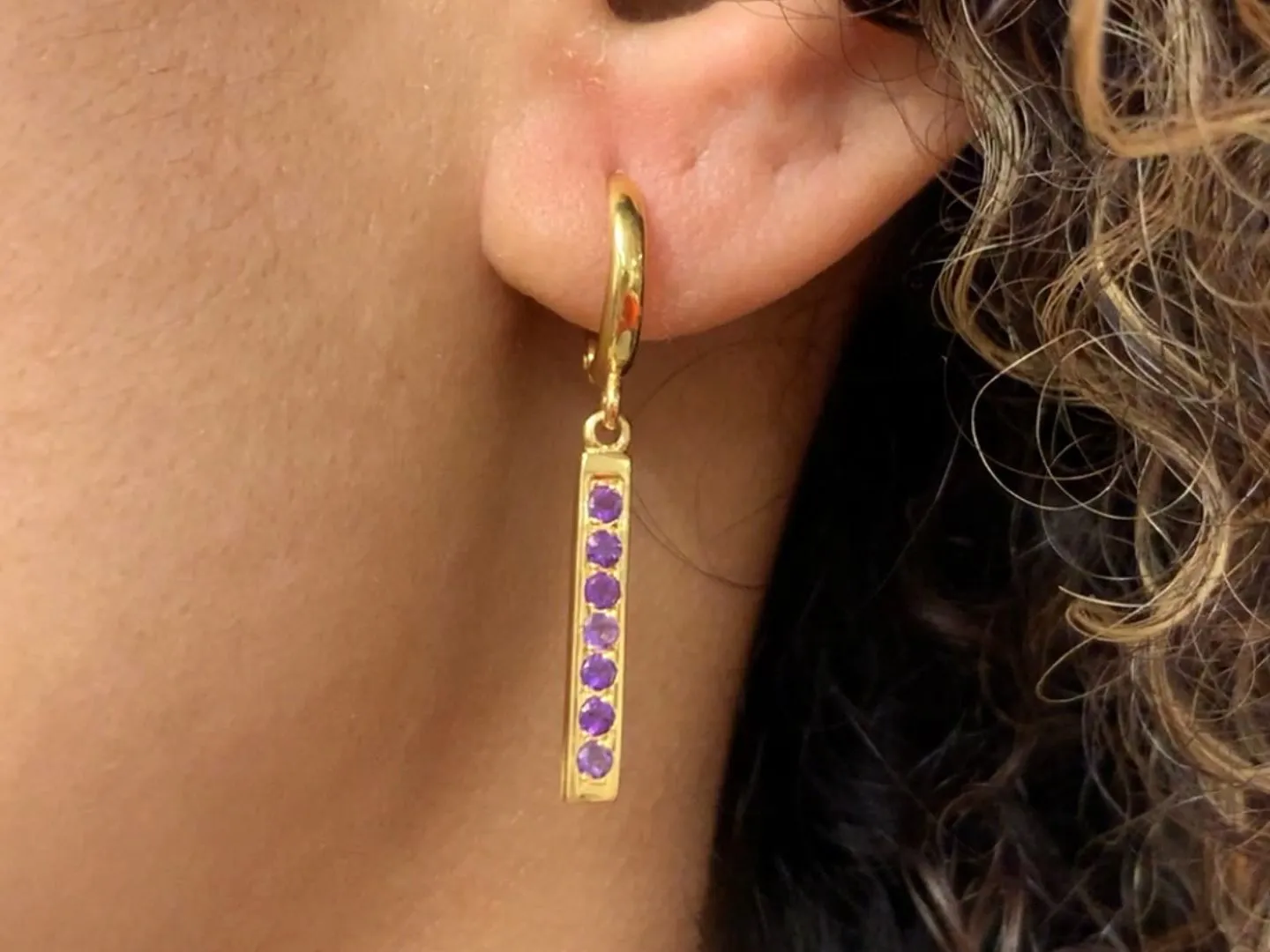 Dangling Amethyst Earrings - February Birthstone Earrings, Purple Drop Earrings
