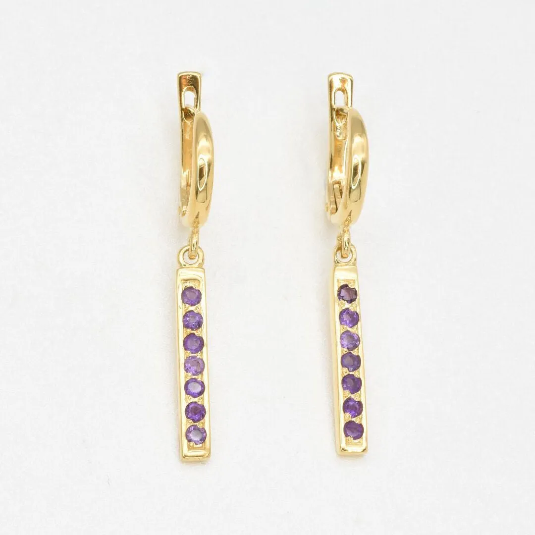 Dangling Amethyst Earrings - February Birthstone Earrings, Purple Drop Earrings
