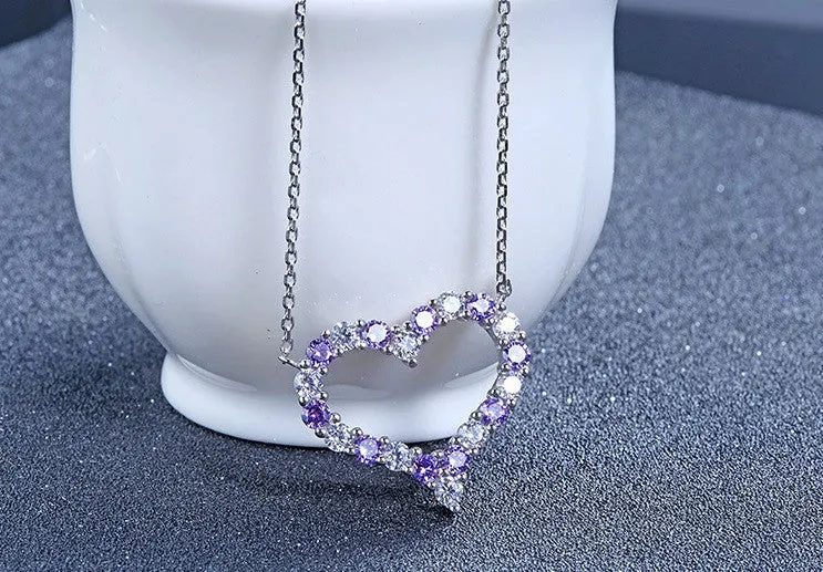 Dazzling Heart Necklace - Amethyst