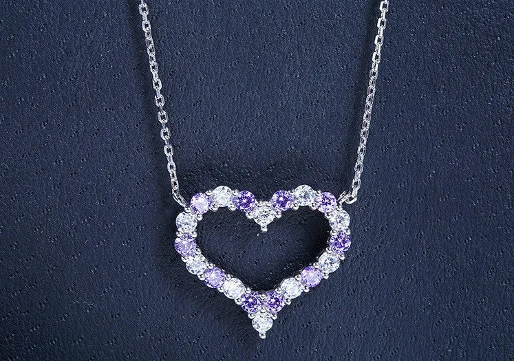 Dazzling Heart Necklace - Amethyst