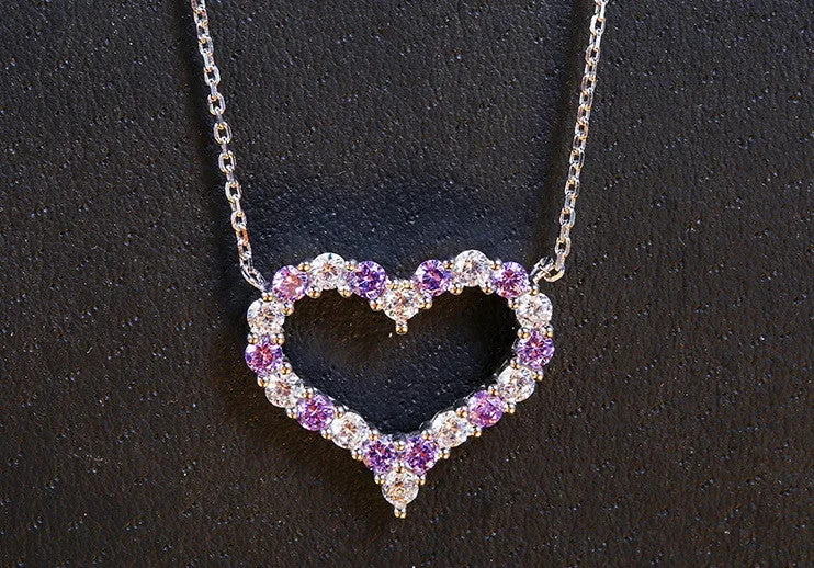 Dazzling Heart Necklace - Amethyst