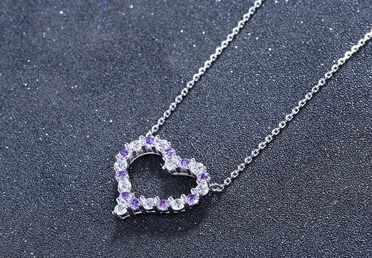 Dazzling Heart Necklace - Amethyst