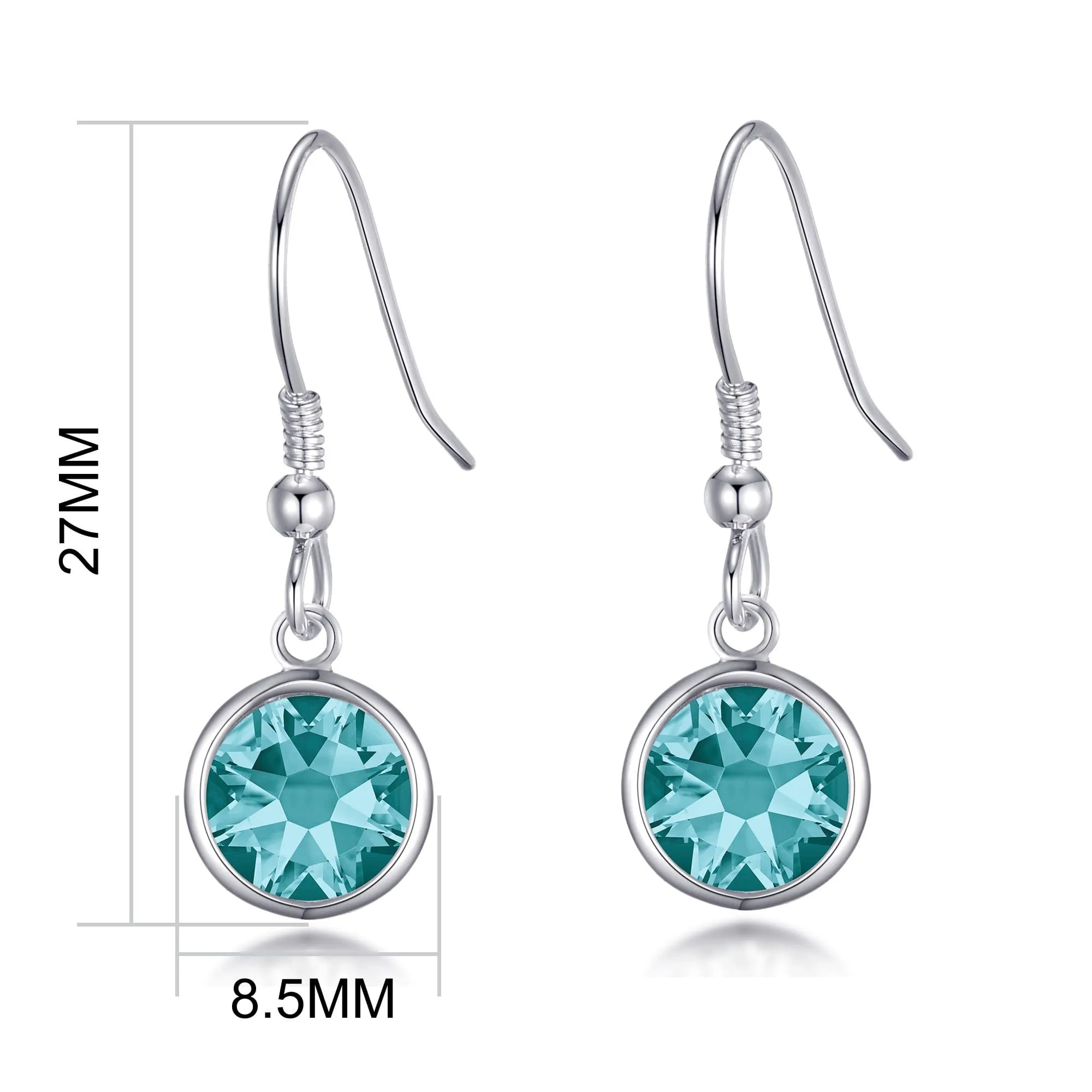December Birthstone Drop Earrings Created with Blue Topaz Zircondia® Crystals